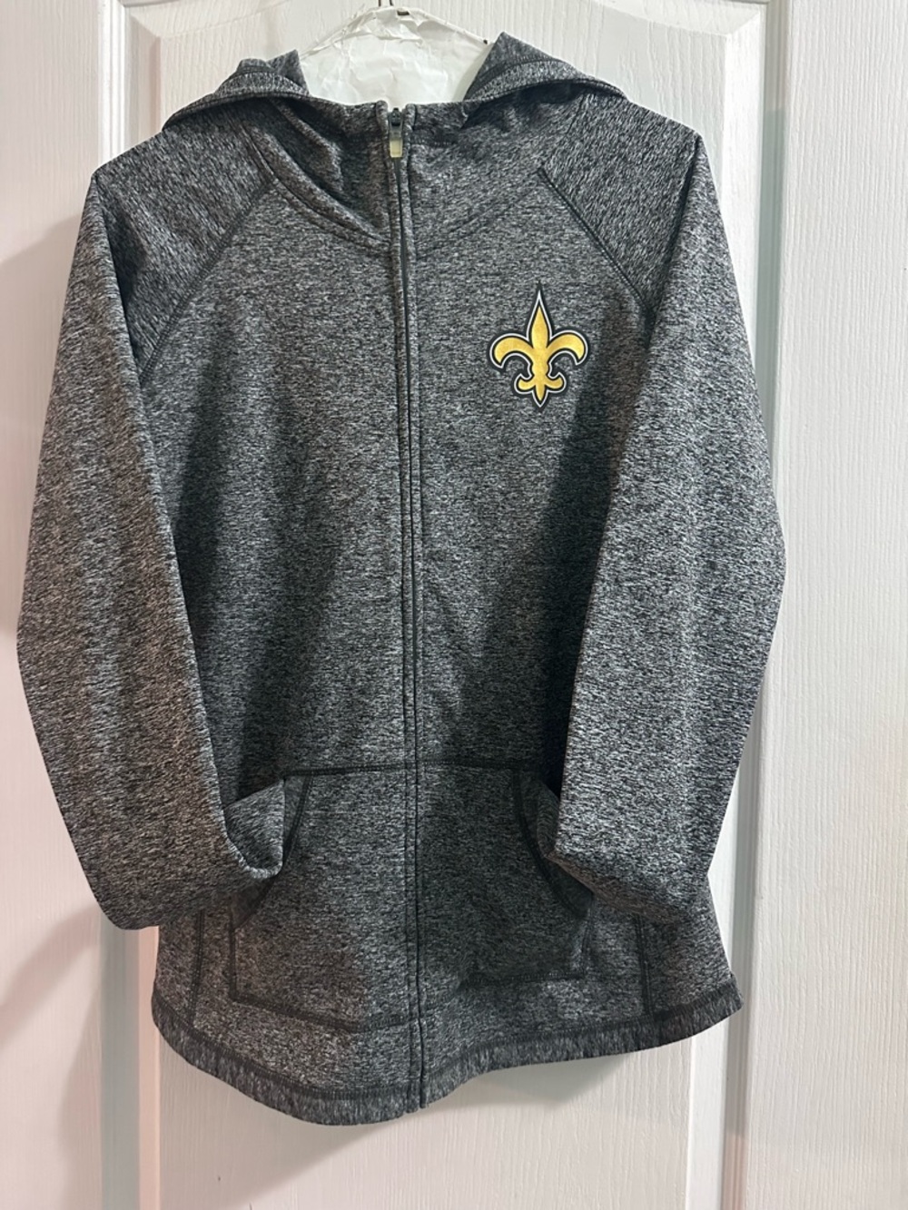 NFL Gray Full-Zip Hoodie Jacket with Gold Fleur-de-Lis